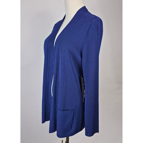 Jones New York Sweater Womens XS Navy‎ Open Front Pockets Cardigan Long Sleeve - Picture 5 of 9